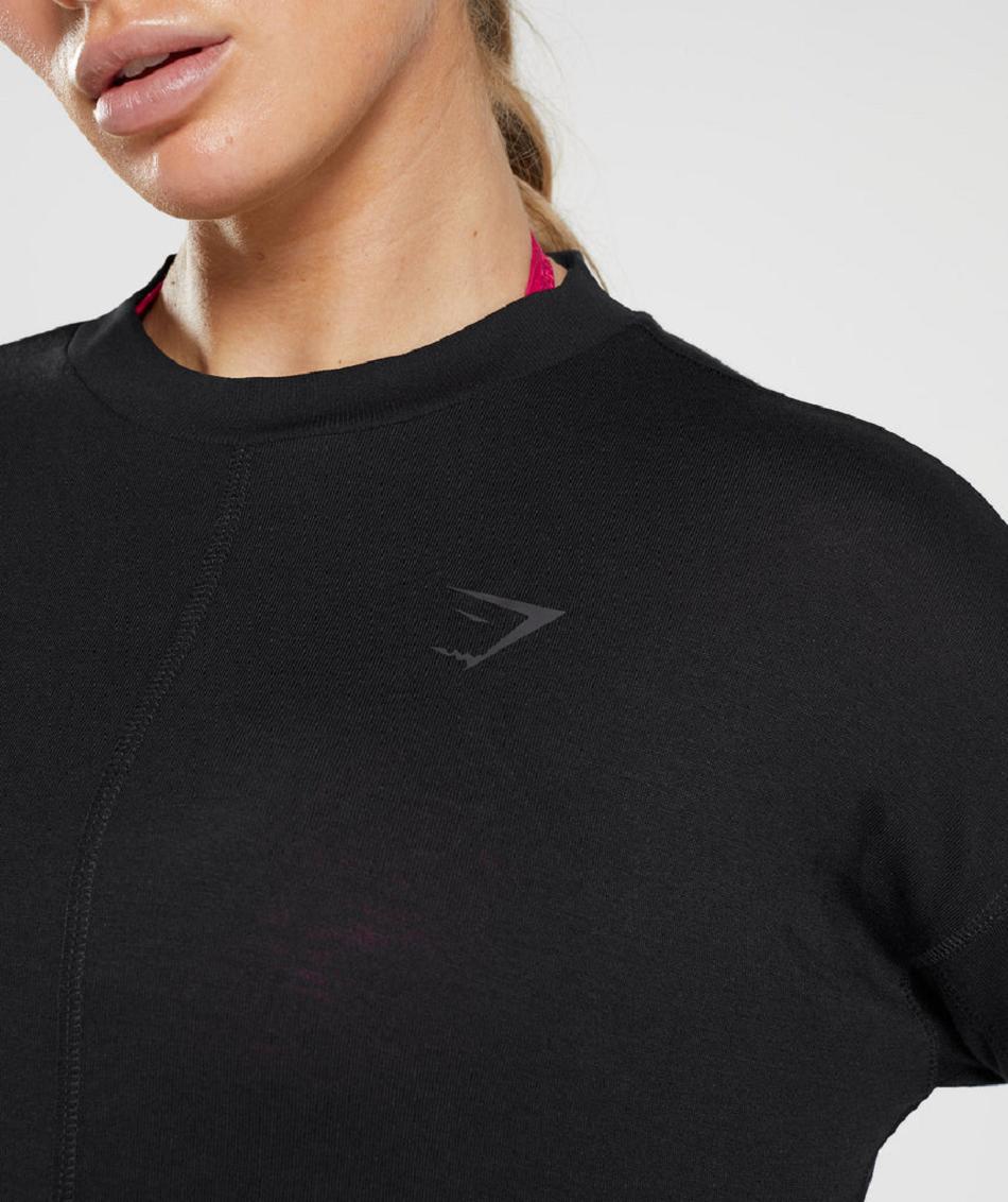 T Shirts Gymshark Gs Power Long Sleeve Mujer Negras | CO 2247DFM